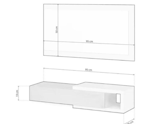 Mueble de pared Colgado con Espejo Blanco y Gris