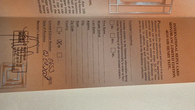 Pluma Montblanc Sir Henry Tate 4810