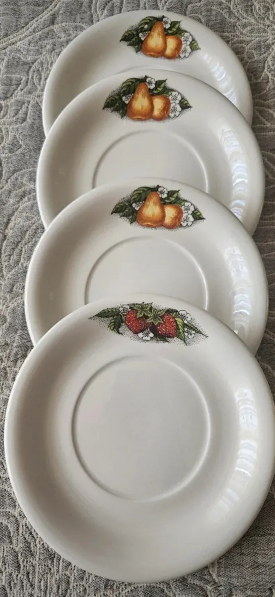 4 Platos Postre Frutas Porcelana