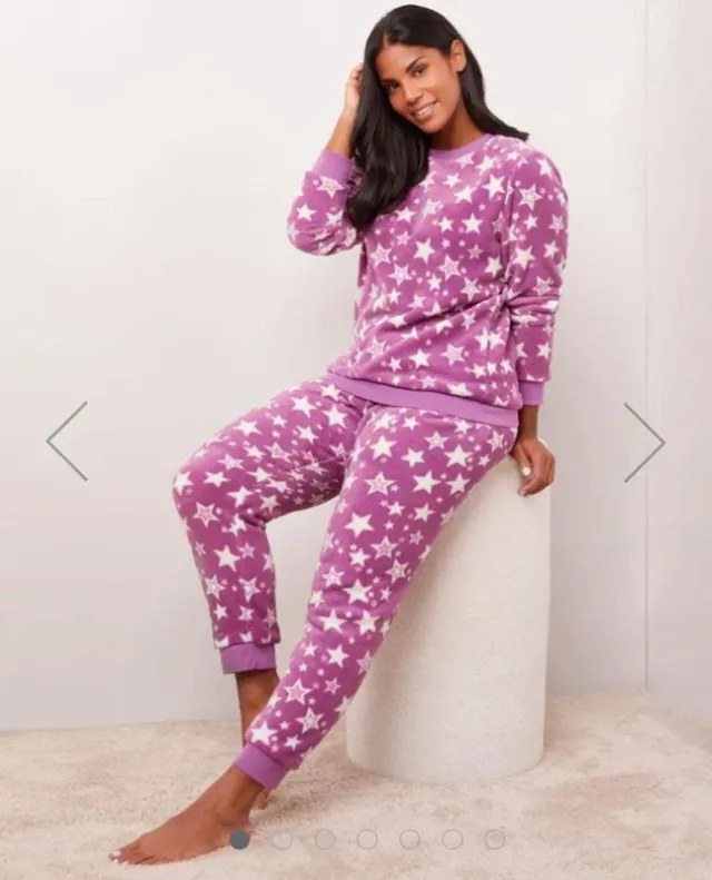 Pijama mujer estrellas morado y blanco
