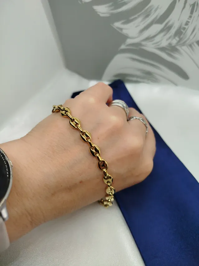 Pulsera Acero Inoxidable Calabrote Dorada