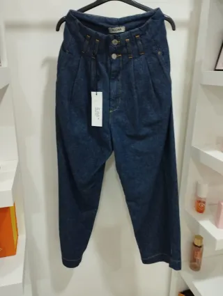 Pantaloni ALOHA vita alta denim blu