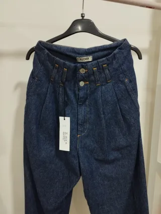 Pantaloni ALOHA vita alta denim blu