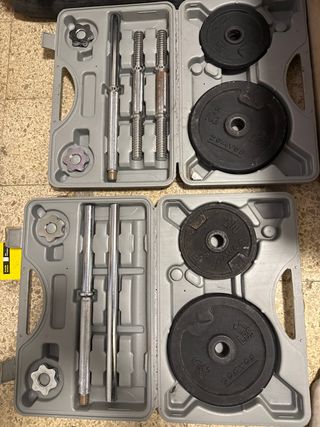 Kit Mancuernas y Barra Press Banca