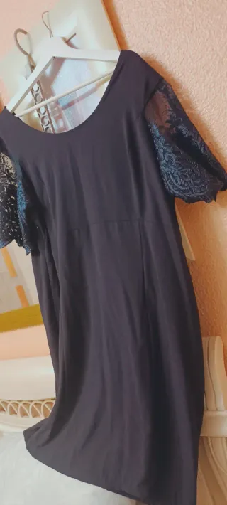 Vestido fiesta azul plateado talla 52/54