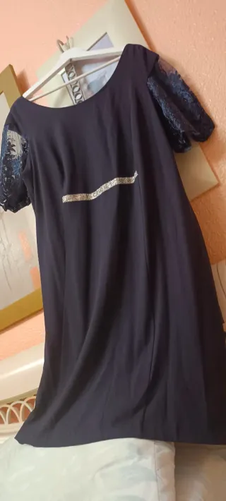 Vestido fiesta azul plateado talla 52/54