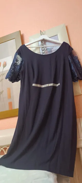 Vestido fiesta azul plateado talla 52/54