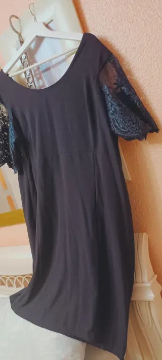 Vestido fiesta azul plateado talla 52/54