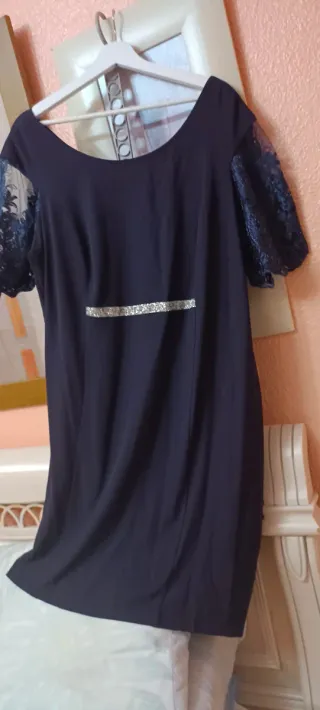 Vestido fiesta azul plateado talla 52/54
