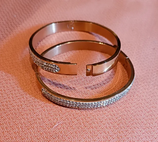 2 Pulseras Acero Inoxidable Oro Rosa