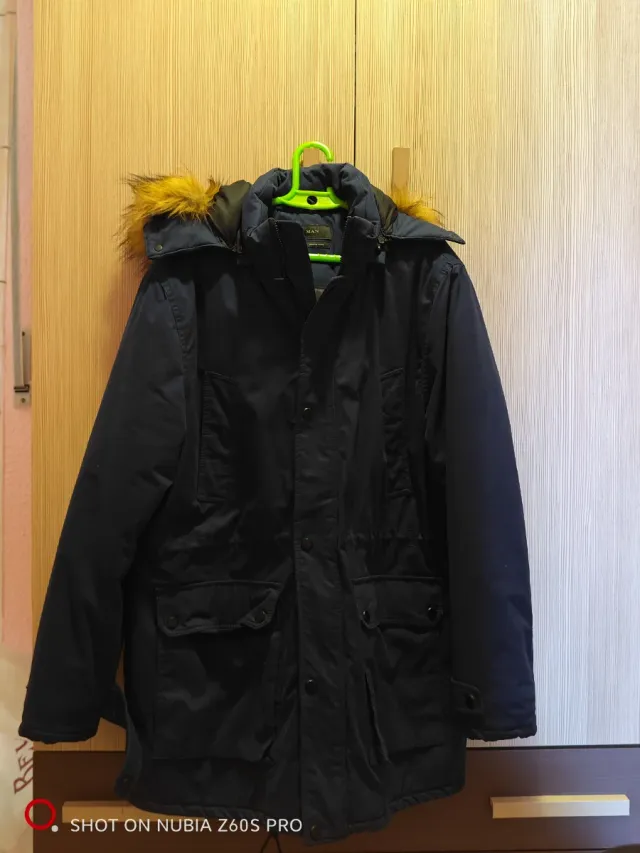 Chaquetón Zara Azul Marino con Capucha