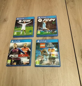 4 Videojuegos PS4: FC 25, FC 24, PES 2019, Jurassi