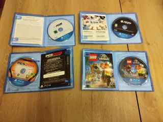 4 Videojuegos PS4: FC 25, FC 24, PES 2019, Jurassi