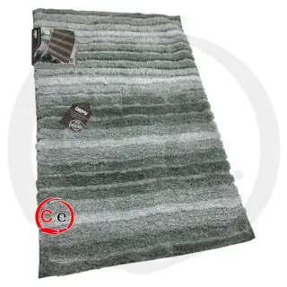 Tappeto a strisce grigio e bianco