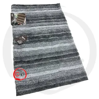 Tappeto a strisce grigio e bianco