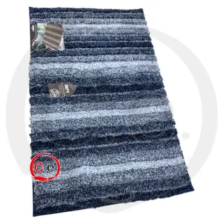 Tappeto a strisce grigio e bianco