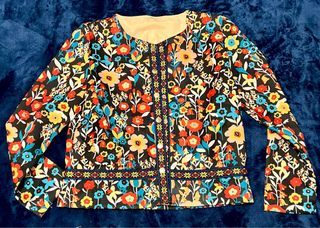 Chaqueta floral manga larga mujer