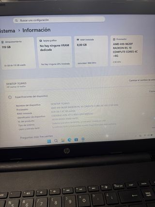 Portatil HP AMD A10 8GB DDR4 128GB SSD Windows 11
