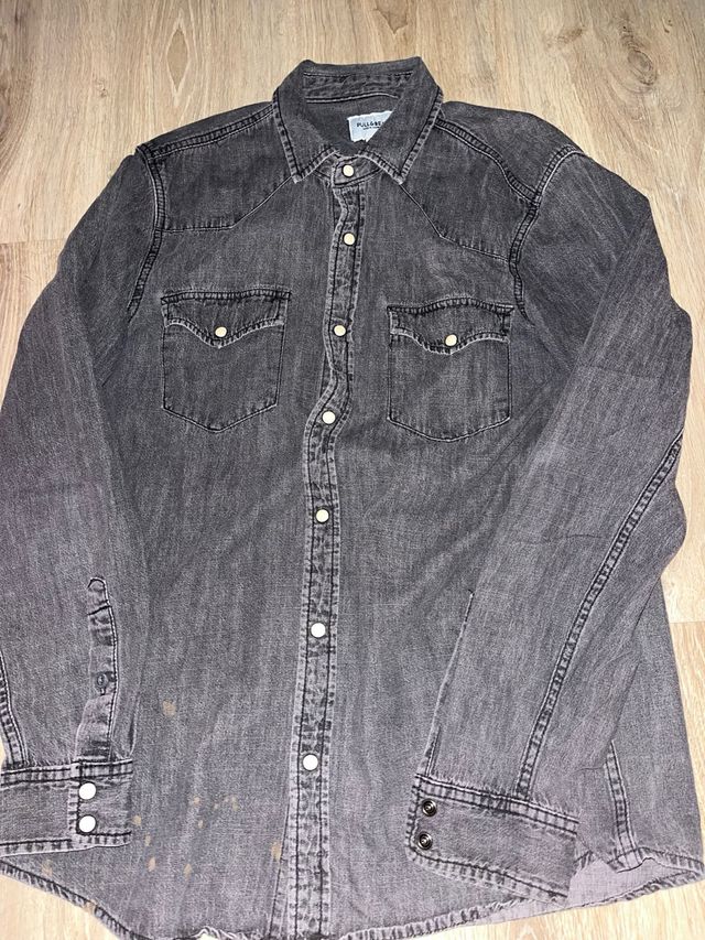 Camisa vaquera Pull&Bear gris