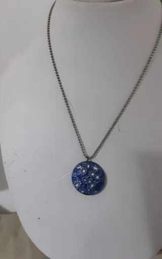 Collana ciondolo tondo blu Murano