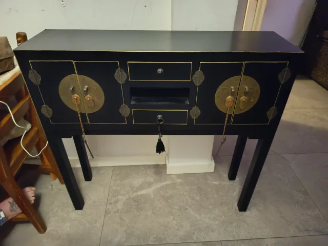 Consola Negra 2 Cajones 4 Puertas