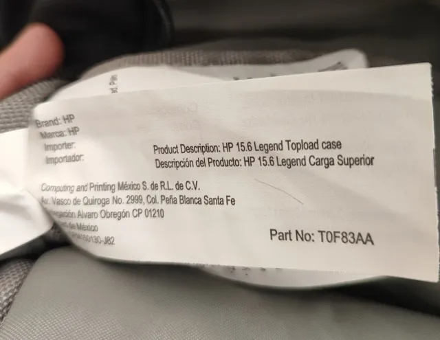 Maletín BANDOLERA FUNDA HP SMB 15,6" como NUEVO