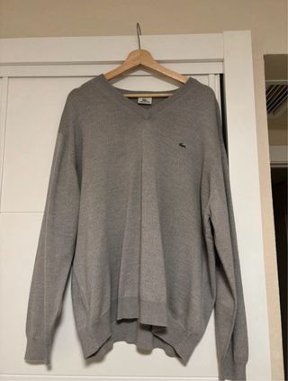 Jersey Lacoste Gris V-Neck vintage