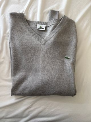 Jersey Lacoste Gris V-Neck vintage