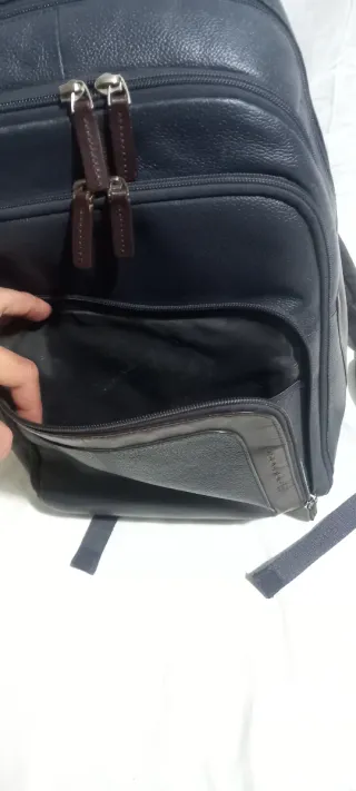 Zaino Piquadro Pelle Blu/Marrone