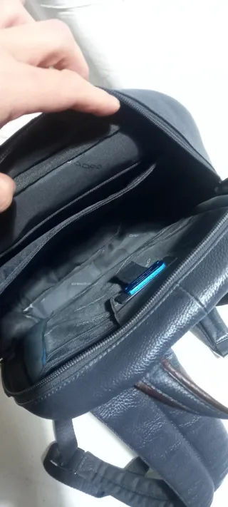 Zaino Piquadro Pelle Blu/Marrone