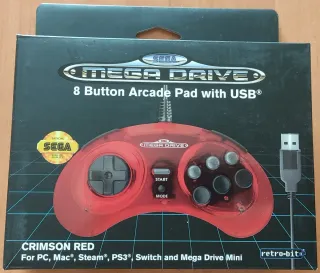 Mando Mega Drive USB Crimson Red Retro-Bit