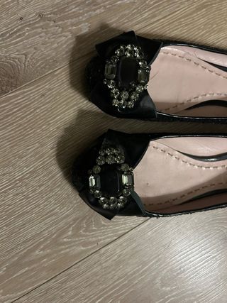 Ballerine Miu Miu nere con cristalli