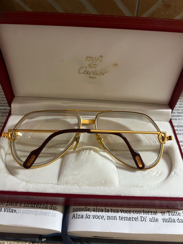 Occhiali Cartier Vintage Oro Marrone