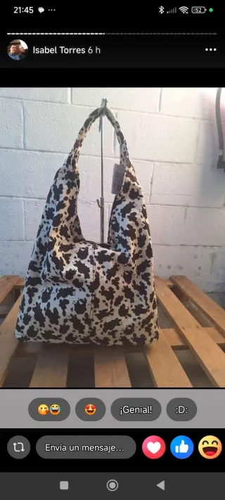Bolso estampado vaca asas cortar