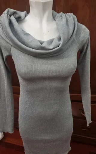 Vestido fiesta Zara nuevo plata L