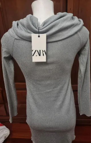 Vestido fiesta Zara nuevo plata L