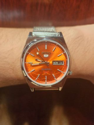 Reloj Seiko 5 Sport Naranja Vintage