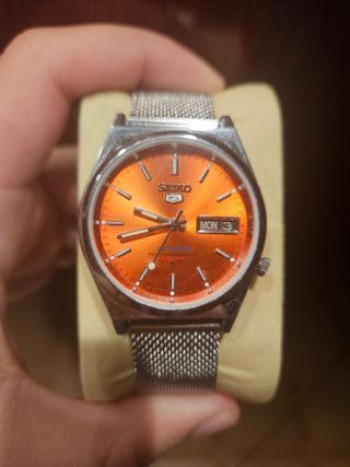 Reloj Seiko 5 Sport Naranja Vintage