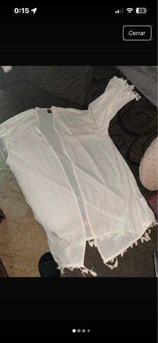 Pareo blanco con flecos