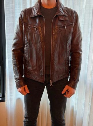 Chaqueta de piel Zara marrón