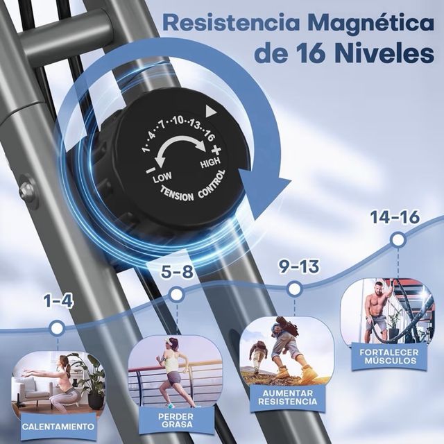 Bicicleta Estática Plegable con Respaldo