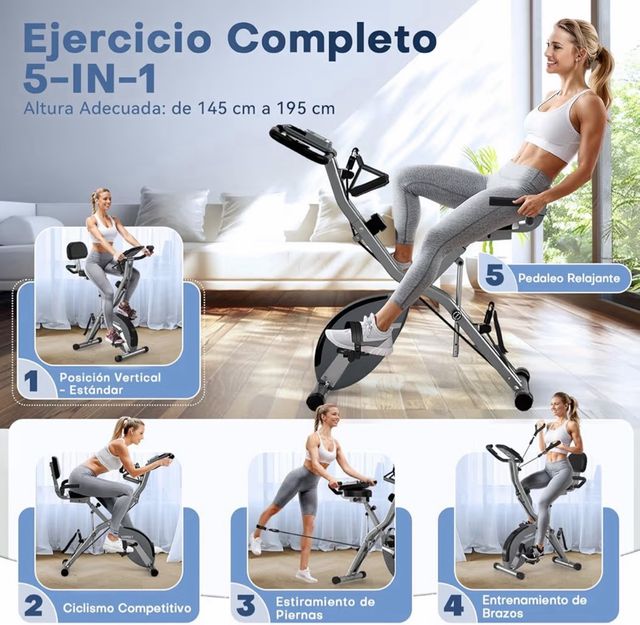 Bicicleta Estática Plegable con Respaldo