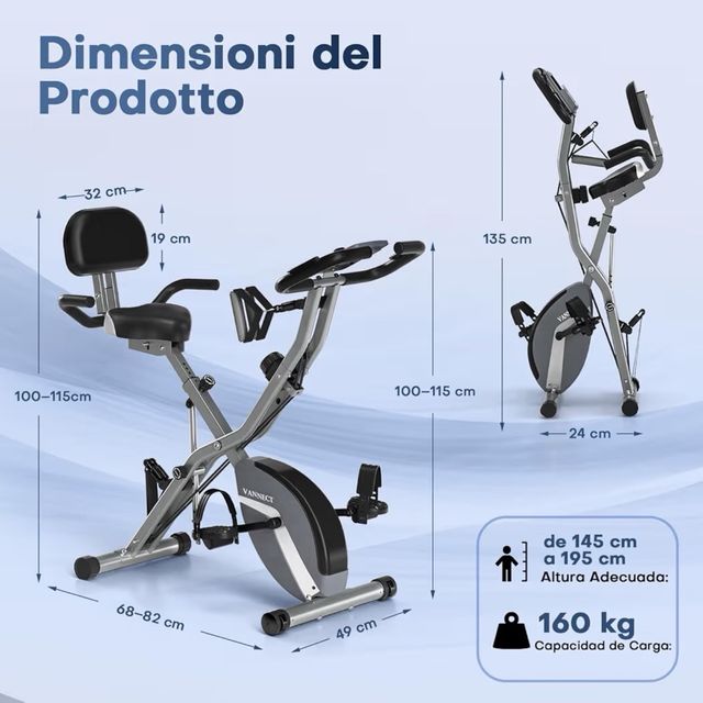 Bicicleta Estática Plegable con Respaldo