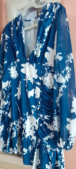 Vestido Lolita floral azul y blanco talla L