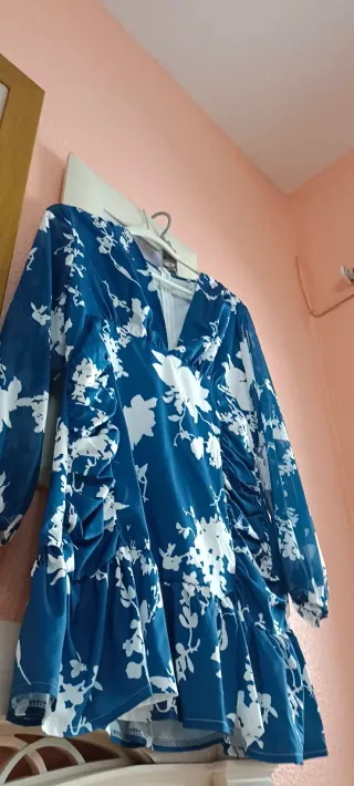 Vestido Lolita floral azul y blanco talla L