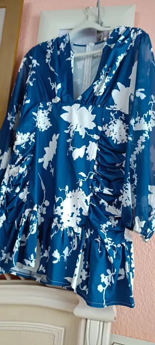 Vestido Lolita floral azul y blanco talla L