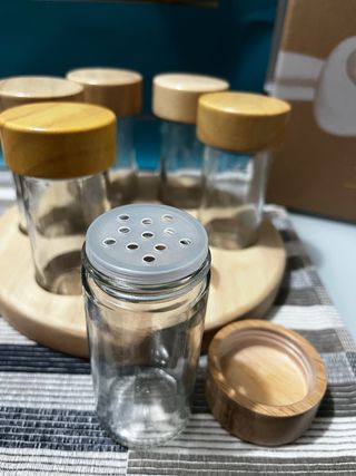 Porta spezie Thun 6 contenitori legno e vetro