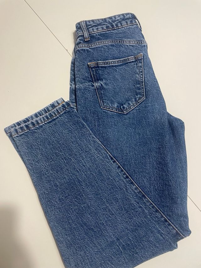 Jeans Zara vita alta mom fit blu scuro