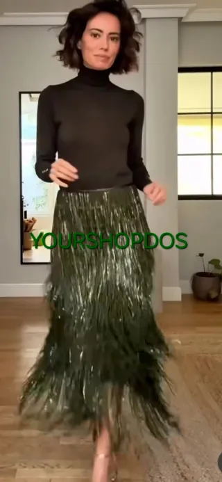 Falda Zara flecos lentejuelas T/M