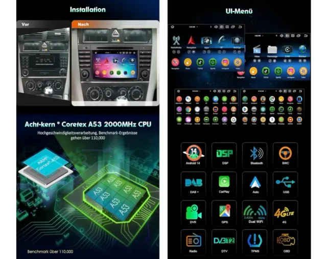 Pantalla Carplay Mercedes Benz Clase C